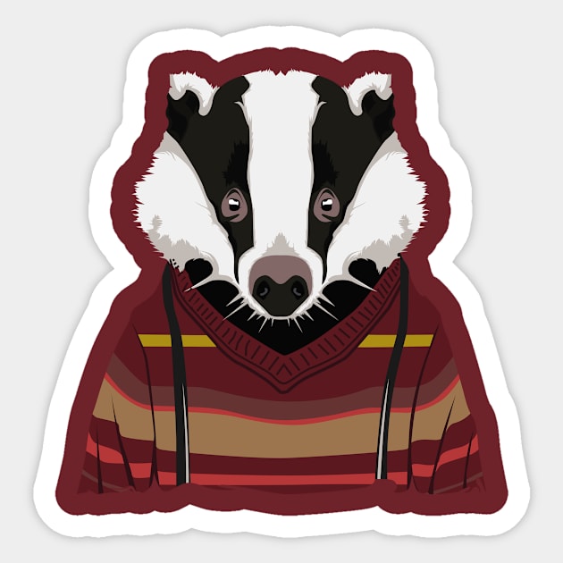 badger potrait Sticker by gupikus